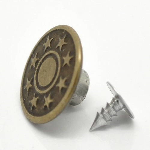 Lot de 9 boutons à pression etoile pour jean -  couleur bronze  17 mm