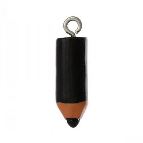 1 breloque pendentif crayon - ecole - noir