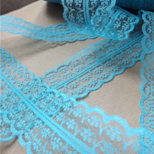 3 m de ruban en dentelle fine - 40 mm - bleu turquoise - d99