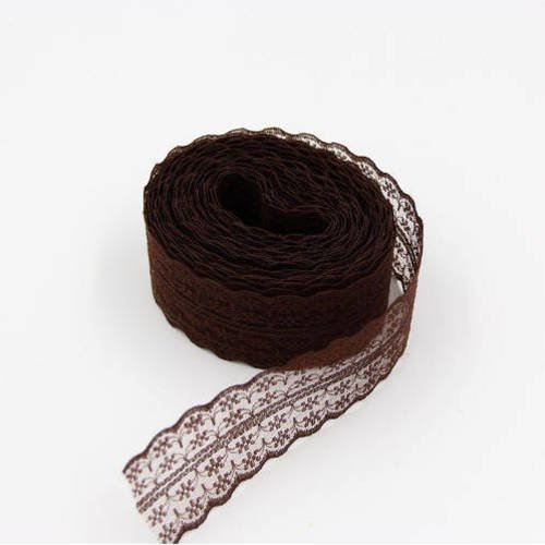 2 m de ruban en dentelle fine - 40 mm - marron - d98