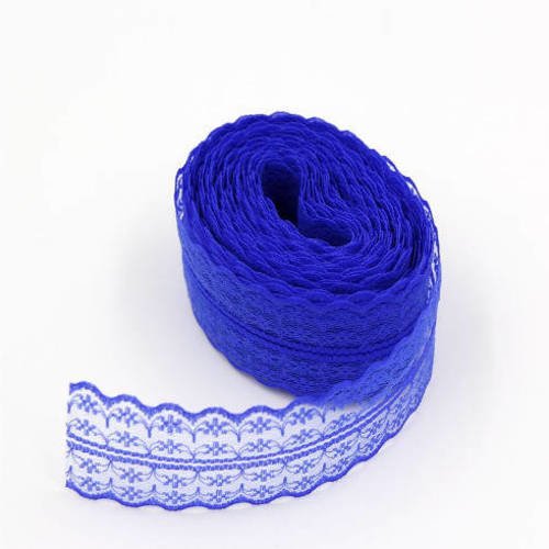 5.50 m de ruban en dentelle fine - 40 mm - bleu roi - d97