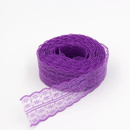 9.50 m de ruban en dentelle fine - 40 mm - violet - d96