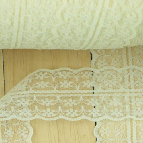 10 m de ruban en dentelle fine - 40 mm - ivoire - d93