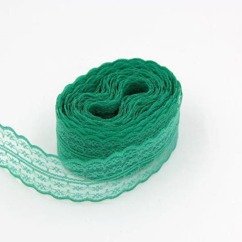 10 m de ruban en dentelle fine - 40 mm - verte - d90