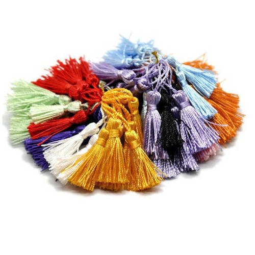 1 lot de 10 pompons - pampilles - 45 mm - couleurs mixtes 