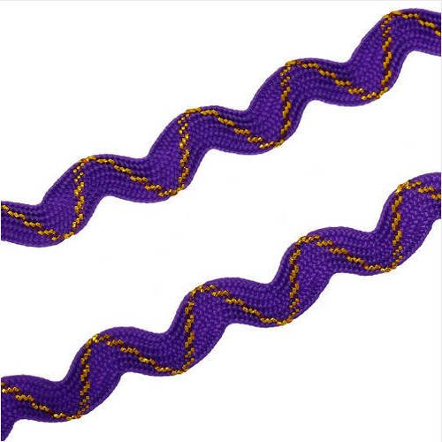 Galon croquet - ruban zig zag - violet avec un fil doré - 8 mm 