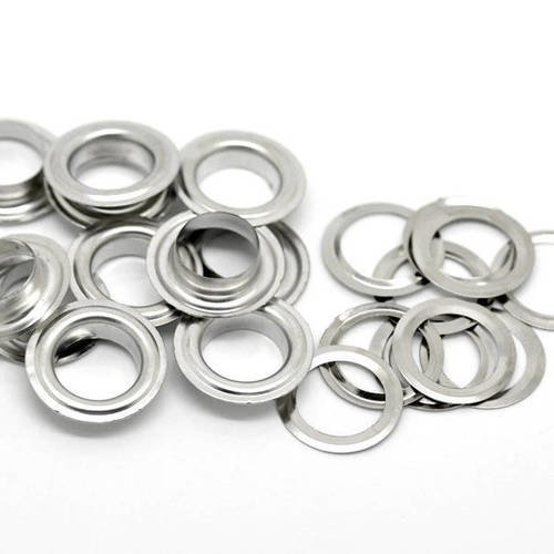 1 lot de 18 œillets - 20 x 5 mm - métal argenté - r633