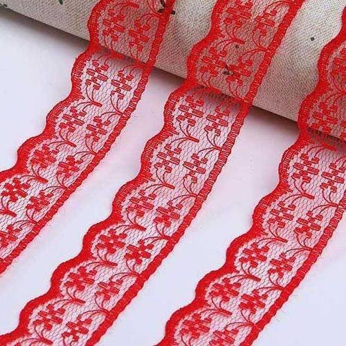 12 mètres de ruban en dentelle fine  - rouge - 20 mm - d81