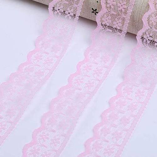 6 mètres de ruban en dentelle fine  - rose - 20 mm - d79