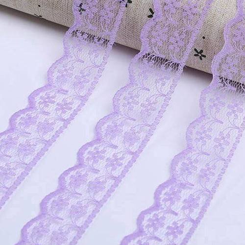 10m de ruban en dentelle fine  - parme - 20 mm - d78