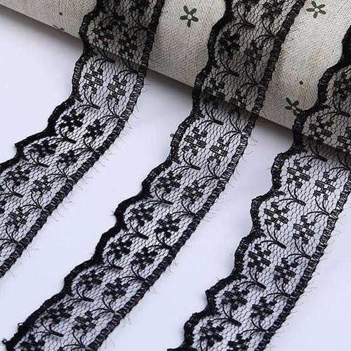 10 m de ruban en dentelle fine  - noire - 20 mm - d77