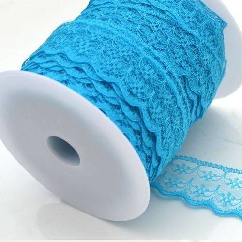 3 m de ruban en dentelle fine  - turquoise - 20 mm - d76