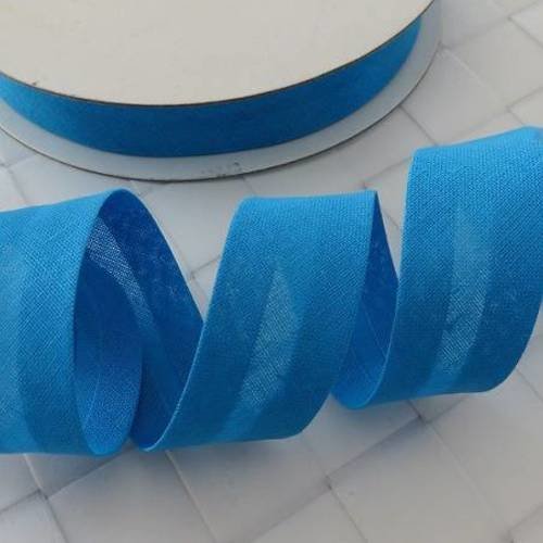 Biais replié - coton  - bleu turquoise - 20 mm - vendu au mètre