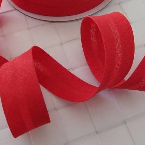 Biais replié - coton  - rouge - 20 mm - vendu au mètre