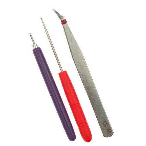 Kit de 3 outils pour la pratique du quilling - 1 pince  bruxelle, 1 stylet quilling , 1 poinçon 