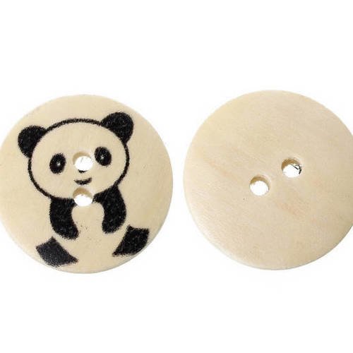 Lot de 5 boutons en bois panda