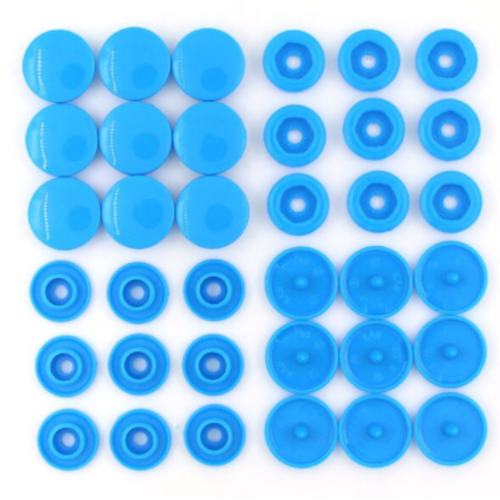 1 lot de 10 boutons pressions type kam - bleu lumineux