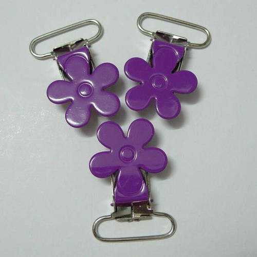 1 pince ou clip pour attache tétine fleur métal - violet