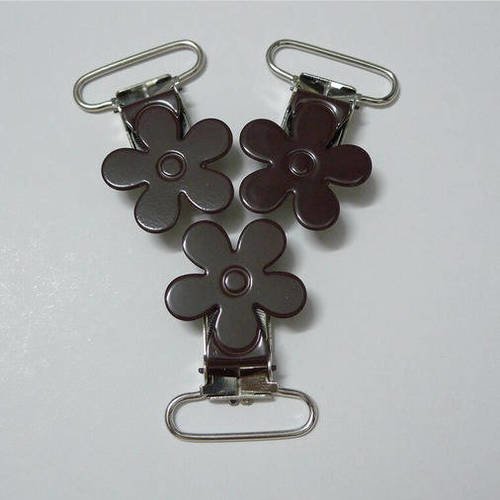 1 pince ou clip pour attache tétine fleur métal - marron