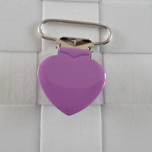 Pince ou clip pour attache tétine  forme coeur - violet