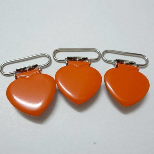 1 pince ou clip pour attache tétine  forme coeur - orange