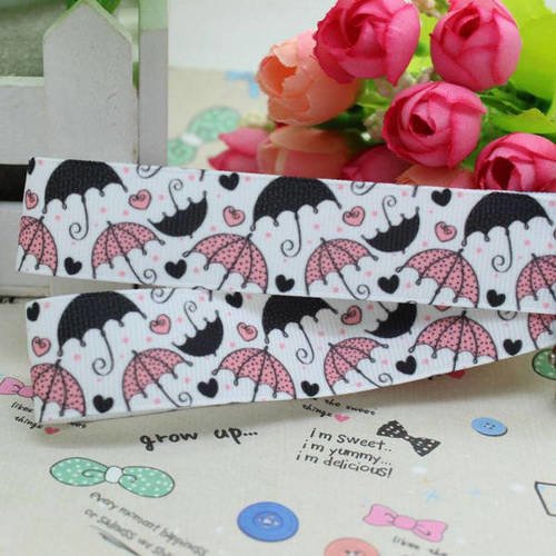 Ruban gros grain fantaisie parapluie - vendu au mètre
