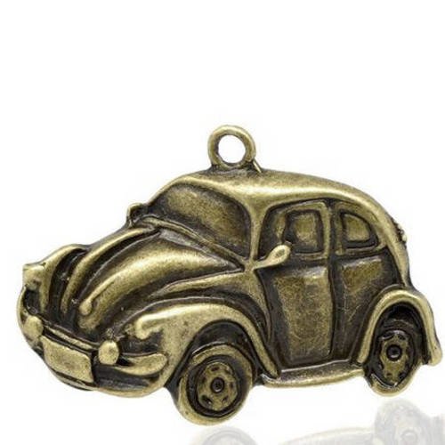 1 breloque pendentif voiture - métal couleur bronze