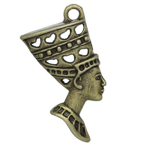 1 breloque pendentif cléopâtre egypte - métal couleur bronze 