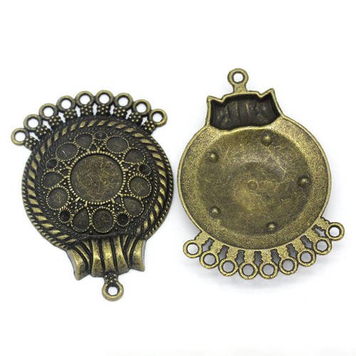 1 bijoux connecteur rond - couleur bronze 