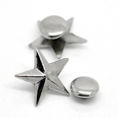 Lot de 10 rivets clou en forme d'etoile - argenté