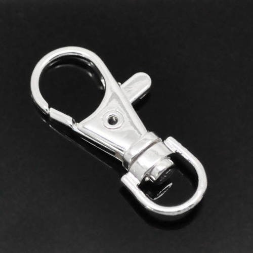 Lot de 5 fermoirs porte clés mousqueton couleur argenté 32 mm x 12 mm - b30649