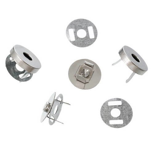 Lot de 5 fermoirs magnétique ronds couleur argenté - 14 mm - r766