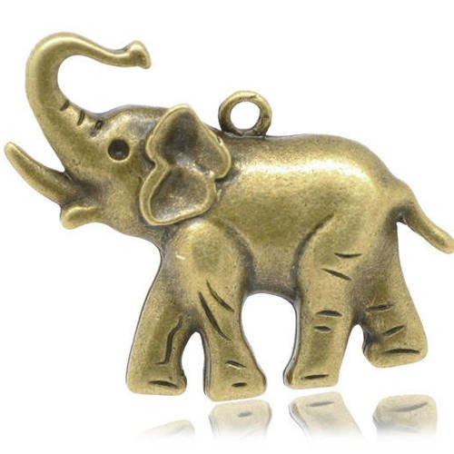 1 breloque - pendentif éléphant - couleur bronze 
