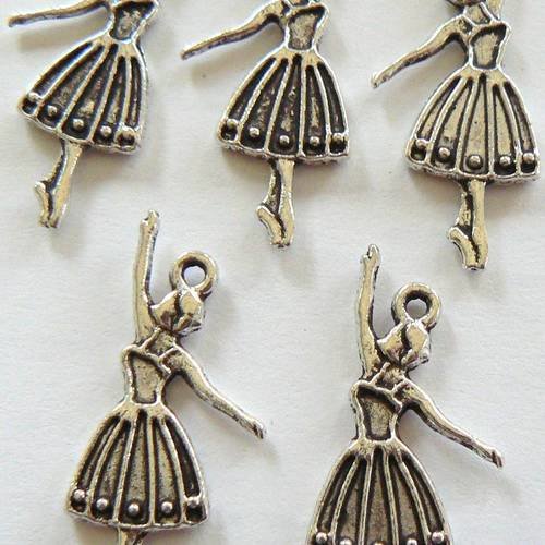 1 breloque pendentif danseuse - métal couleur argenté 