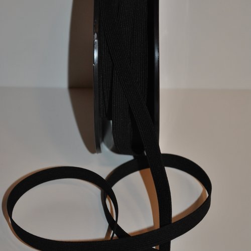 Elastique plat côtelé noir oeko-tex 10mm / 1cm vendu au mètre