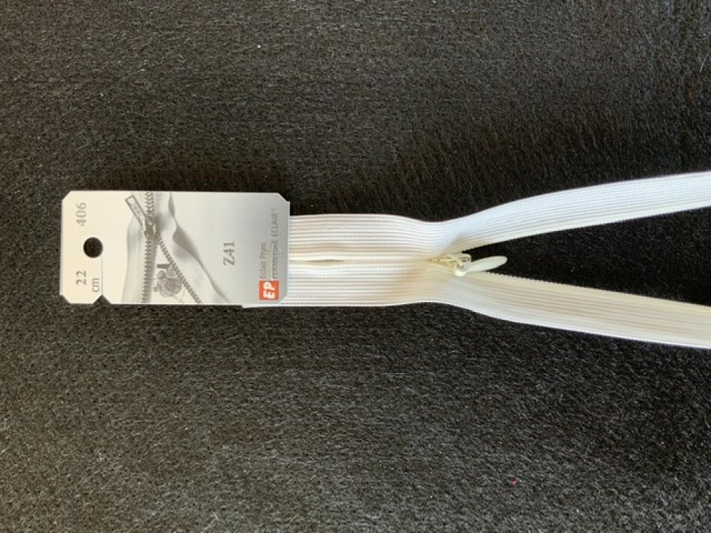 Fermeture Eclair Z19, Métal, blanc, 40cm