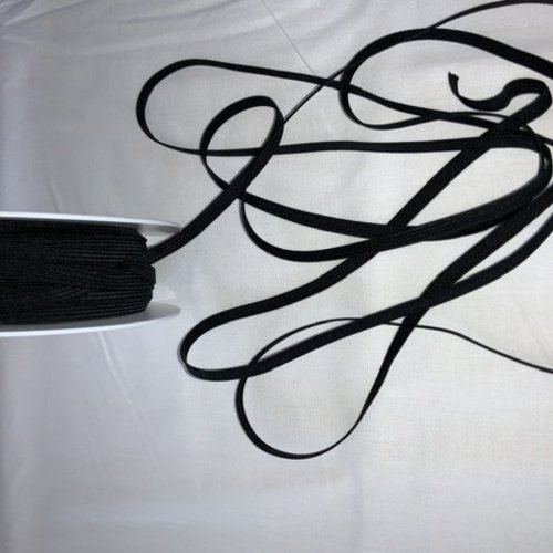 Elastique plat tresse 8 gommes noir 6mm souple vendu par 2 mètres