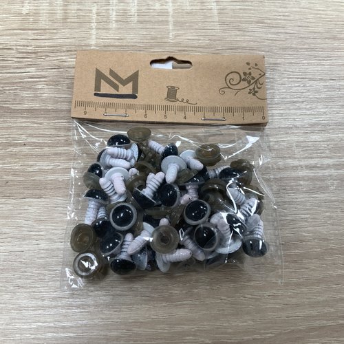 Yeux de sécurité à clipser 12 mm (20 paires) doudou, peluche, poupée, amigurumi