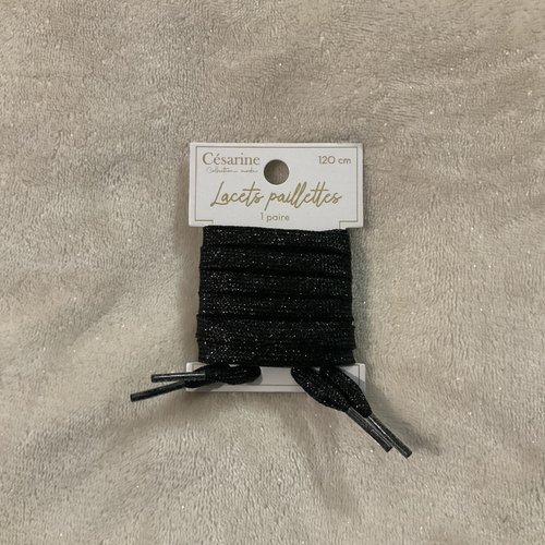 Paire de lacets à paillettes noir 120 centimètres