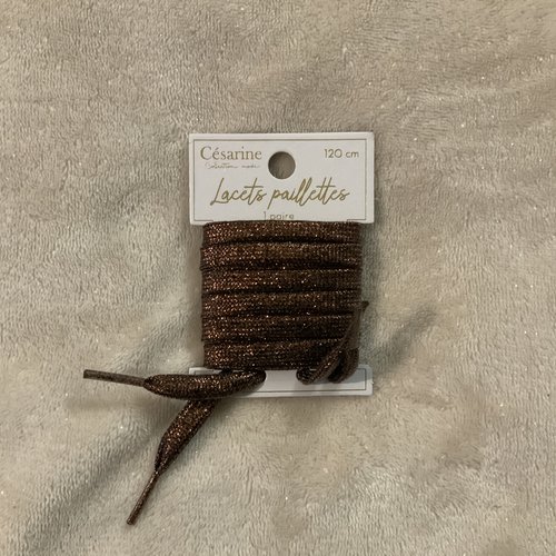 Paire de lacets à paillettes marron 120 centimètres