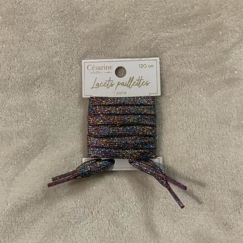 Paire de lacets à paillettes multicolore 120 centimètres
