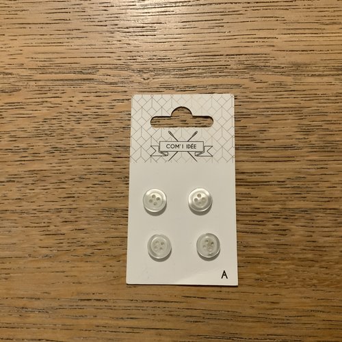 Lot de 4 boutons à chemise nacrés 4 trous 10mm