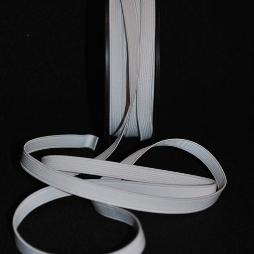 Elastique plat côtelé blanc oeko-tex 10mm / 1cm vendu au mètre