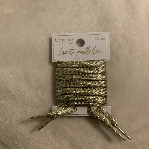 Paire de lacets à paillettes or 120 centimètres