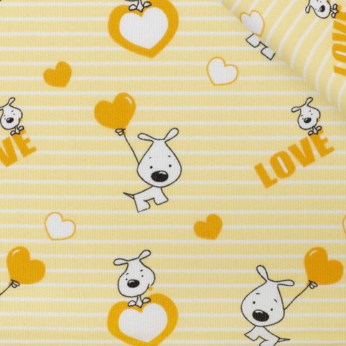 Tissu dessin love jaune