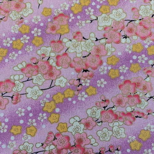 Tissu japonais rose clair cerisier en fleurs