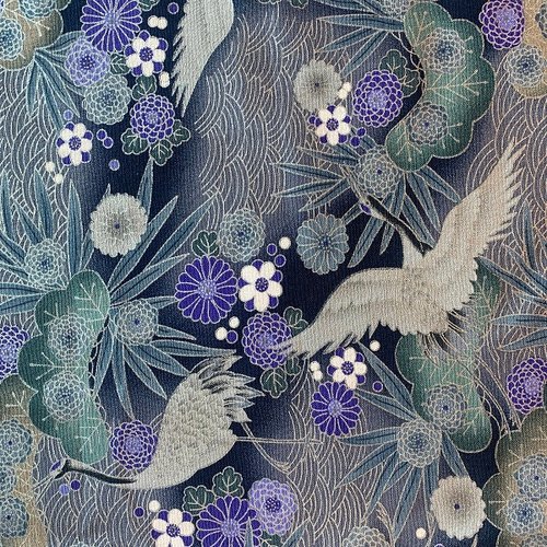 Tissu japonais motifs cygnes blancs