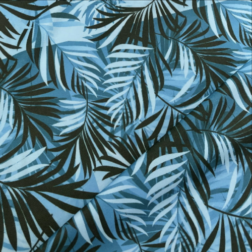 Tissu maillot de bain, palmier bleu