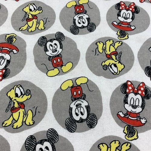 Tissu mickey et pluto flanelle de coton