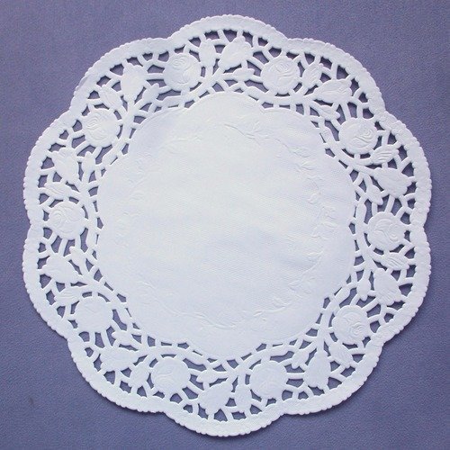 100 napperons en papier dentelle blanc cassé 18cm motifs fleurs roses diamètre pour scrapbooking 1e120